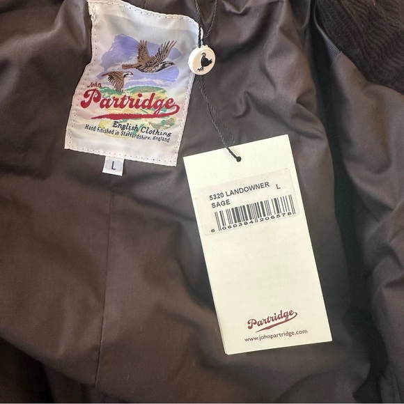 John Partridge England Men’s Landowner Sage British Waxed Cotton Jacket Sz L NWT - Picture 8 of 10